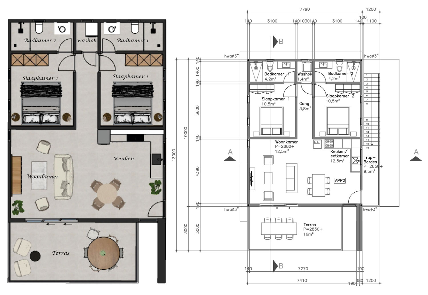 plattegrond appartement comanche residences curacao